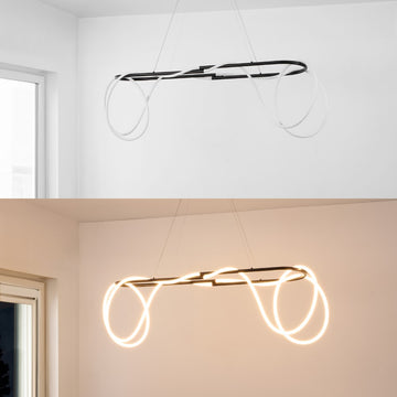 Lisette 59" Contemporary Minimalist 360 Adjustable Silicone Rope/Metal Dimmable Integrated LED Chandelier - JONATHAN Y